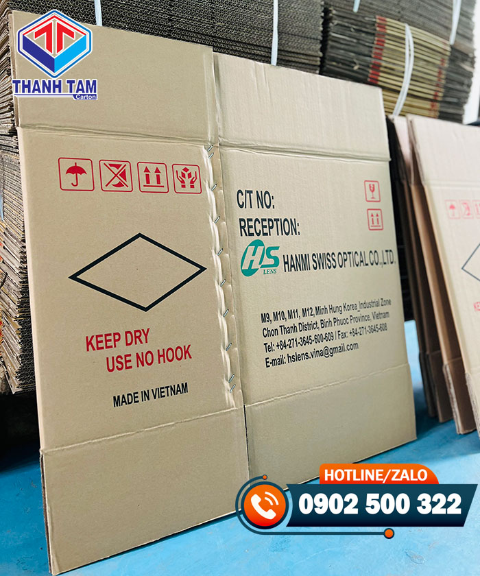 Sản xuất thùng carton 5 lớp in flexo đựng tròng kính xuất khẩu Hàn Quốc
