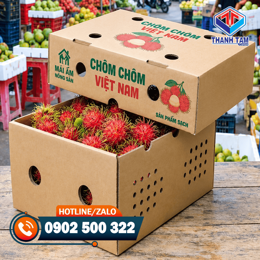 thùng carton đựng chôm chôm